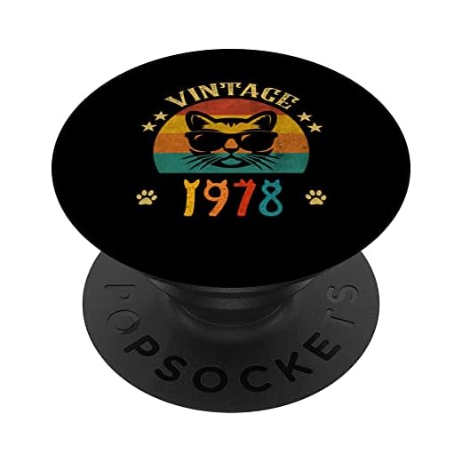 Camisa de gato divertida vintage regalo de cumpleaños 1978 hombres mujeres 45 años PopSockets PopGrip Intercambiable