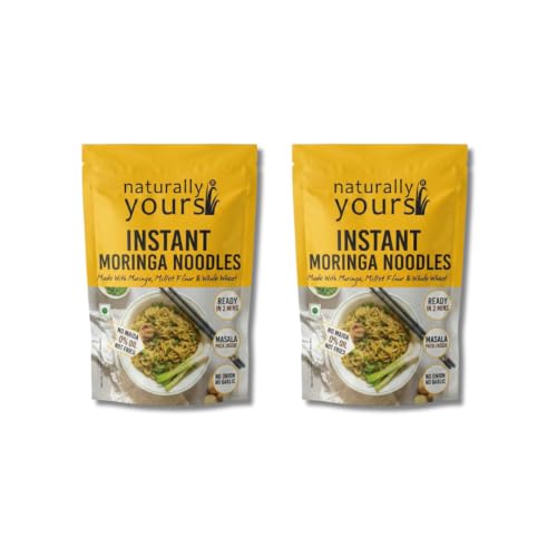 Image of Naturally Yours Moringa Instant Ramen Noodles | Shigru Leaf, Millet & Whole Wheat | No Maida, Not Fried | No Onion No Garlic, Jain Friendly | Ready in 2 Minutes | Masala Inside | 175g Pack of 2