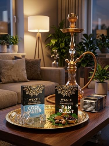 Image of WEKTU Premium Herbal Hookah Flavour, Cool Water and Pan Blast, No Tobacco, No Nicotine, Pure Plant Extracts