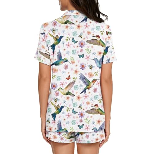 Image of Women's Short Sleeve Sleepwear Pajamas Nightwear with Pockets | skin-friendly breathable material resists pilling fading and deformation after repeated washing