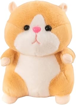9 Inch Cuddly Hamster Plushie Toy, Stuffed Animal Plush Birthday Xmas Gift for Kids Light Brown