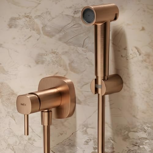 IMEX - Douche Bidet Eau Froide et Chaude Couleur Or Rose Brossé | Robinet Bidet Encastré pour WC...