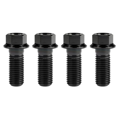 Image of Titanium Bolt M12 30 35 40 45 50 55 60 65 70 75 80 85 90mm Hex Small Flange Head for Motorcycle Car Modification Pack of 4 (M12x30mm Pitch 1.25, Black)
