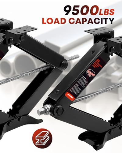 Image of Kohree 9500 lbs RV Stabilizer Jacks 24 inch, Leveling Scissor Jacks for Travel Trailer, Set of 2, Heavy Duty Camper Stabilizer Jacks Kit with Anti-Slip Handle and Drill Socket