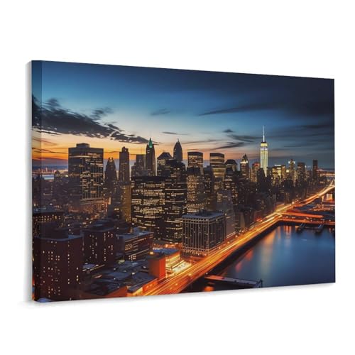 Toile murale de New York tableau paysage abstrait décoration salon 40x30
