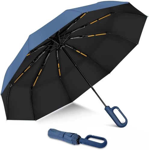 Image of Umbrella, Mini Folding Windproof & Compact UV Umbrella for Sun Protection Rain Windproof Strong Large 3 Fold for Women Handbags,3 Fold for Men Women, Stylish & Compact