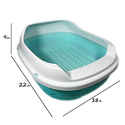 Tom & Sora Creations Large Sifting Litter Box For Pellet Litter - Cat, Kitten, Rabbit And Other Small Animals, Drawer System, Optimized For Pine Pellets, Better Odor Control, Easy Cleaning (Turquoise) #TOP4