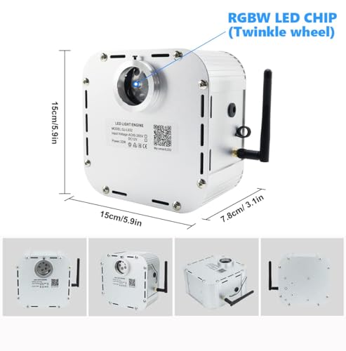 Kingmaled 32W Twinkle APP Fiber Optic Ceiling Lights Star Kit for Home and Media Room Decoration, RGBW Music Activated LED Engine+Remote Control+Optic Fiber Cable 800pcs (400pcs*13.1ft+400pcs*9.6ft)