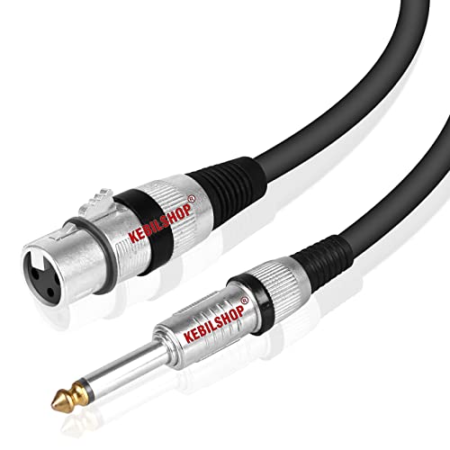 Image of Microphone Cable 3 Pin XLR Female to 1 /4 inch TS 6.35 mm Male 5 Meter /16 Feet, TRS to XLR Female Cable For Dynamic Microphone,Amplifier. (BLACK)