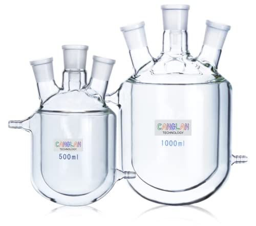 4-Necks Glass Jacketed Flask Reactor Vessel Double Layer 250ml 1 Piece