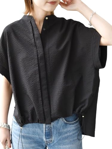 [シップス フォー ウィメン] 手洗い可能〉サッカー 裾 ドロスト ドルマン ブラウス 311530020 ブラック ONE SIZEのサムネイル