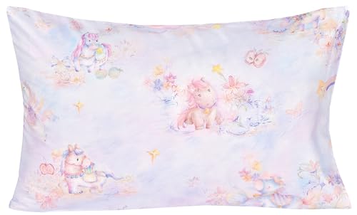 Image of Scientific Sleep Pastel Unicorn Pony Horse Flower Fairy Tale Cute Adorable Colourful 100% Cotton Bed Sheet Set Kids Girls Junior, Flat Sheet & Fitted Sheet & Pillowcase Bedding Set (Pretty Pony, Twin)