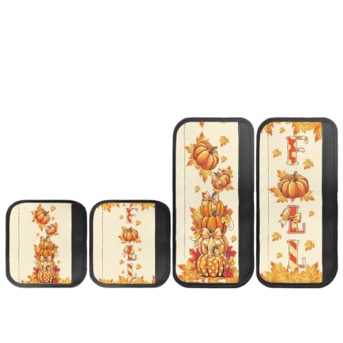 Image of Dreaweet Fall Pumpkin Maple Leaf Print Refrigerator Handle Covers Set of 4