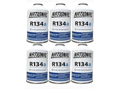 R134a Industrial Replacement | 12oz Can with New self Sealing Valve. AC Recharging (6 cans) Made in The USA Safe for Gas & Diesel Freon.