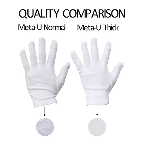 Meta-U Wholesale White Soft 100% Cotton Work/Lining Glove (2 Pairs High Quality) #TOP1