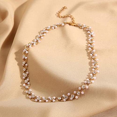 Inlaid Rhinestone Necklace Creative Simple Retro Pearl Collar Chain Full Diamond Chain Necklace Gifts For Her #TOP4