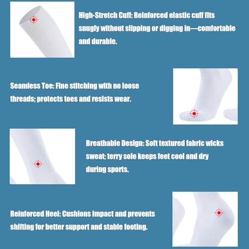 Non-Slip Cushioned Towel Sole Sports Socks | Long Tube, Moisture-Wicking Compression Fit for Soccer, Basketball, Training3