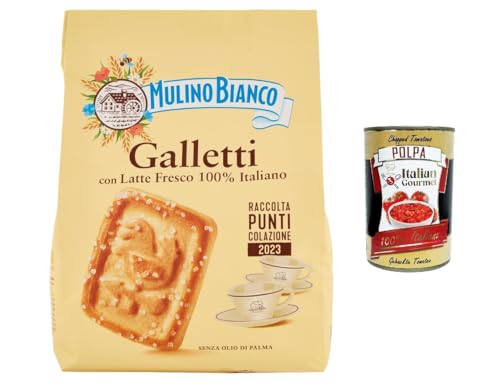 Italian Gourmet Bundle Galletti Kekse 3x 800g + Italian Gourmet Polpa – Italienische Frühstückskekse mit Milch, Butterkekse, Kaffeegebäck, Teegebäck, Familienpackung, Vorratspackung
