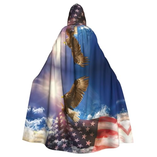 Cape médiévale aigle américain et drapeau USA cosplay pour déguisement adulte
