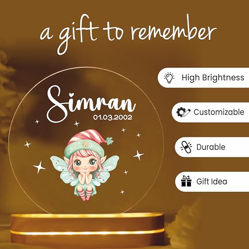 Image of PRINTHUA Plastic Personalized LED Night Table Lamp with Custom Name,Unique Gift for Women,Men,Kids,Girlfriend,Boyfriend,Husband,Wife|Perfect for Birthdays,& Special Occasions (Cute Doll),Multicolour