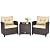 HAPPYGRILL 3 Pieces Patio Conversation Set, Outdoor Furniture Set PE Rattan Sofa Set with Removable Cushions, PE Wicker Chairs with Tempered Glass Side Table for Porch Lawn Garden Balcony Backyard