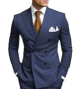 HANBANGWEI Mens 2 Piece Double Breasted Suit Slim Fit Suit for Men Blazer and Pants for Wedding P...