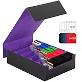 Trading Card Storage Box, 3800+ Card Box with 20 Colorful Dividers&5 Supporters, Leather Magnetic Closure Deck Box, Storage Box for YuGiOh, MTG,...
