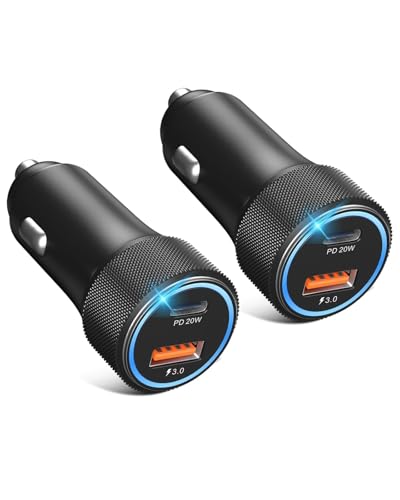 USB C Car Charger 2 Pack, 38W Cigarette Lighter Adapter 12V USB Outlet PD/QC Fast Charging Car Phone Charger Plug for iPhone 16 15 14 13 Pro Max, iPad, Android Samsung S25 S24 S23 S22 Pixel 9 8