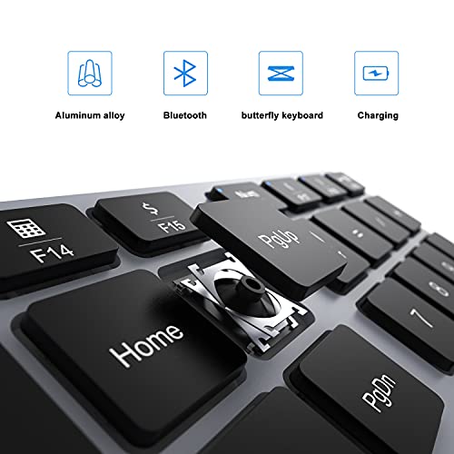 Mac Os Bluetooth Numeric Keypad,35-Keys Wireless Numeric Keypad Dual System Rechargeable Ultra-Silent External Numeric Pad for Surface Pro/MacBook/MacBook Pro/Air and Windows Laptop (Black) - Thumbnail 2