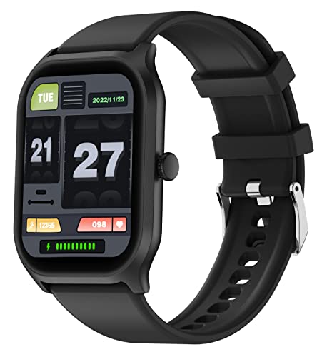 Smartwatch Herren mit Telefonfunktion Blutdruckmessung 2,1 Zoll Touchscreen Pulsuhren Laufuhr Fitnessuhr Damen Fittnessarmbanduhr Männer Sportuhr Aktivitätstracker Fitnesstracker Schrittzähler Schwarz