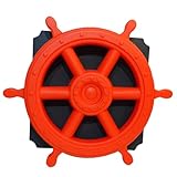 move and stic Platte 40x40 mit Spielfunktion Multifunktionsplatte Spielplatte mit Piratenlenkrad Steuerrad für Spielturm (Platte 40x40cm titangrau mit Schiffslenkrad Deluxe rot)