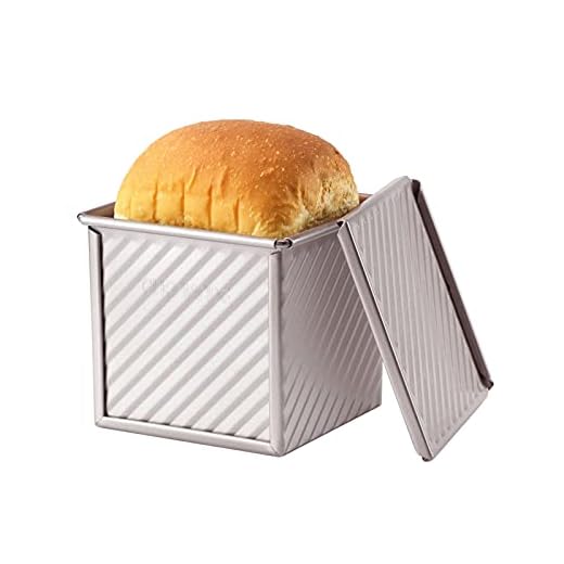 CHEFMADE Pullman Loaf Pan mit Lip, 0,55 Lb Teig Kapazität Nicht-stick Rechteck Well Toast Box für Ofen Backen 3.9" x 3.9"x 3.9" (Champagne Gold)