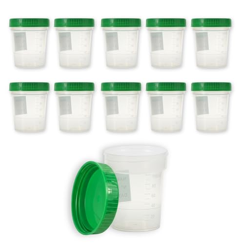 Medi-Inn Urinbecher mit Schraubdeckel grün | 10 Stück | auslaufsicher & gefriertauglich | 125 ml...