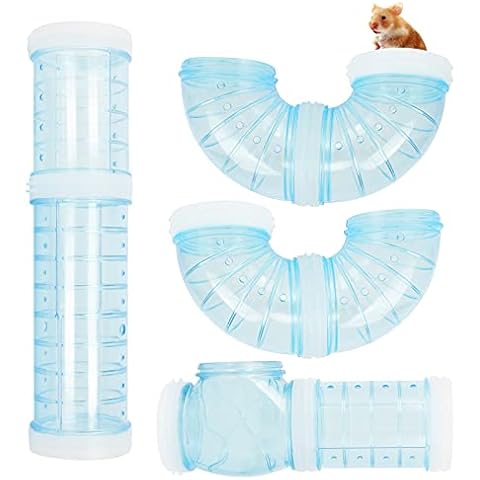 Haisheng 4PCS Hamster Tubes,DIY Hamster Toys Hamster Cage & Accessories Mouse Plastic Tube Toy for DIY Mouse Hamster Fun Small Animals Cage(Blue) Cover