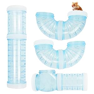 Haisheng 4 stuks hamster speelbuizen, doe-het-zelf hamster speelgoed hamster kooi & accessoires muis plastic buis speelgoed voor doe-het-zelf muis hamster plezier kleine dieren kooi (blauw)