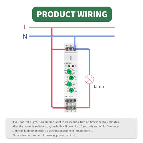 Relé temporizador asimétrico GRT6-S2 de carril DIN interruptor cíclico programable 10A 24V 240V 5