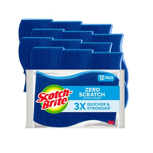 Lava Trastes, Kitchen Scotch-Brite Esponjas exfoliantes antiarañazos, para Lavar Platos y Uso en Cocina, 12 esponjas exfoliantes