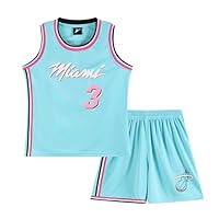 Huniam Jungen 2er-Set Basketball Trainings Ärmellos Trikot und Hose, Basketball Kleidung Kinder, Jungs Jersey (Blau, 9-11 Jahre)