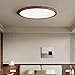 LZHUYE LED Flush Mount Ceiling Light, Dark Wood Grain Flush Mount Ceiling Lighting Fixtures, 3-Color Dimming Ultra-Thin Round Ceiling Lamp with Remote Control for Hallway Lighting Fixtures(50cm)