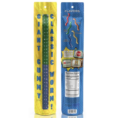 Giant Gummy Worm - Large 2 Pound Gummy Candy with Big Fruity Flavor from GGB Candies (Sour Apple/Blue Raspberry)