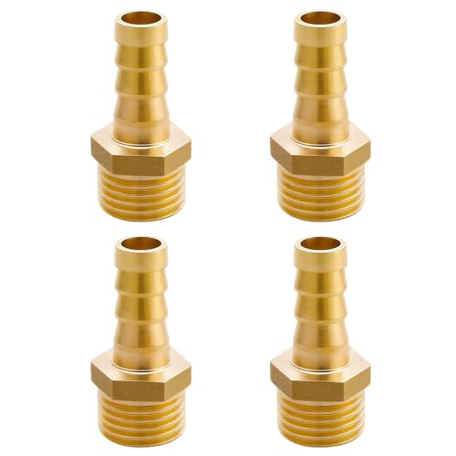 Boquilla de manguera de latón G3/8' (Ø16,2 mm) AG x 10 mm, 4 piezas de conector de racores de manguera de 10 mm con gancho, adaptador de tubo G3/8', boquilla de manguera con rosca de rosca de latón