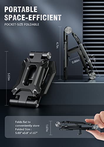 Heavy Duty Phone Stand For Desk Folds Flat Fits In Pocket-Black #TOP6
