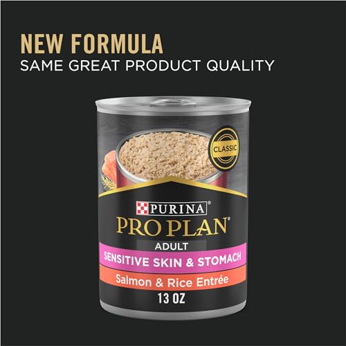 Purina Pro Plan Sensitive Skin and Stomach Wet Dog Food Pate Salmon and Rice Entree – (Pack of 12) 13 Oz. Cans Purina Pro Plan Sensitive Skin and Stomach Wet Dog Food Pate Salmon and Rice Entree – (Pack of 12) 13 Oz. Cans