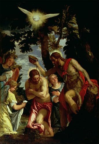 Tableau sur toile Le Baptême du Christ de Paolo Veronese grande affiche de 60x90cm