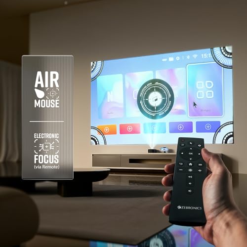 ZEBRONICS PIXAPLAY PRO 500, Ultra Short Throw, Smart Projector, 12500 Lumens, 90 Inch Screen Size, Electronic Focus, Android, Air Mouse, Built-in... - Image 5