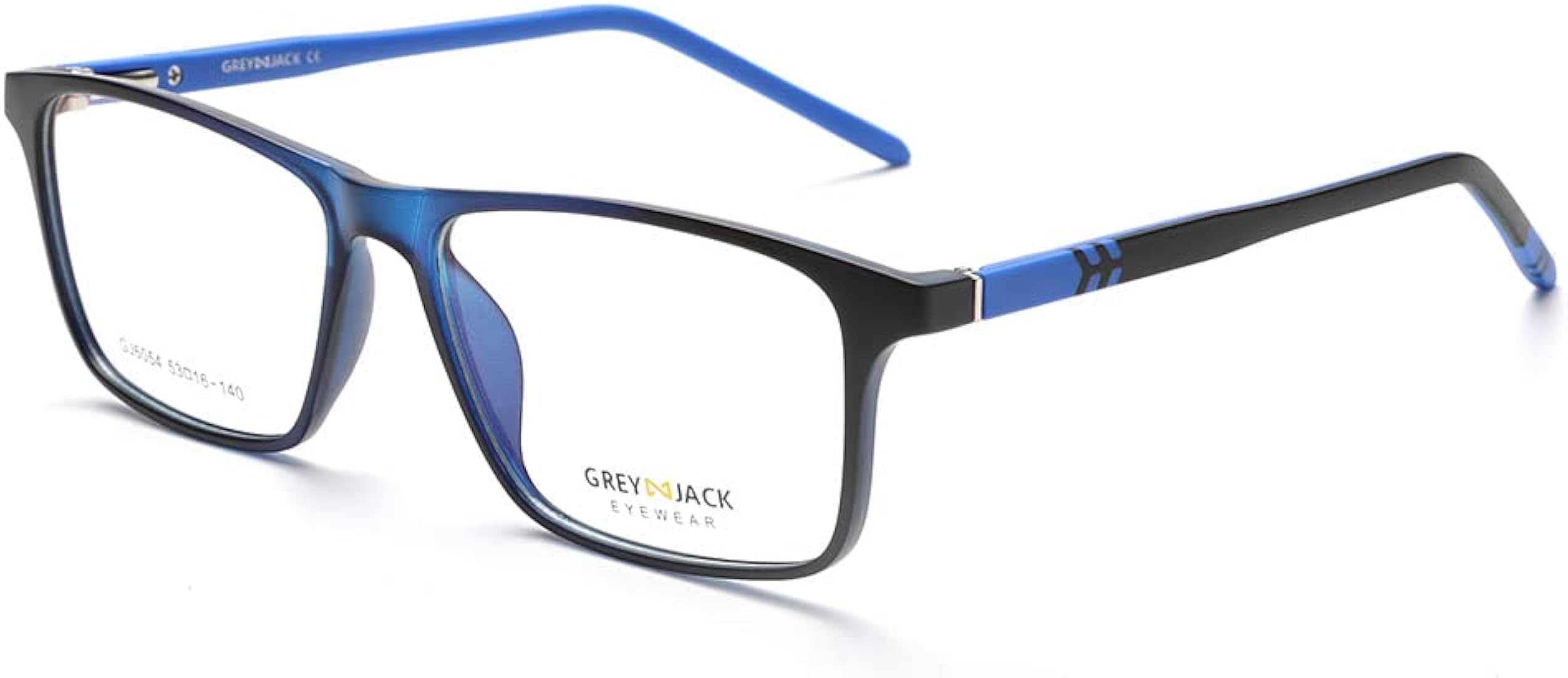 grey jack 3D Polarized Rectangle Clip on Glasses with 4PCS Magnetic Lens,TR90 Eyeglasses Frame with Spring Hinge for Myopic Men Women 6054