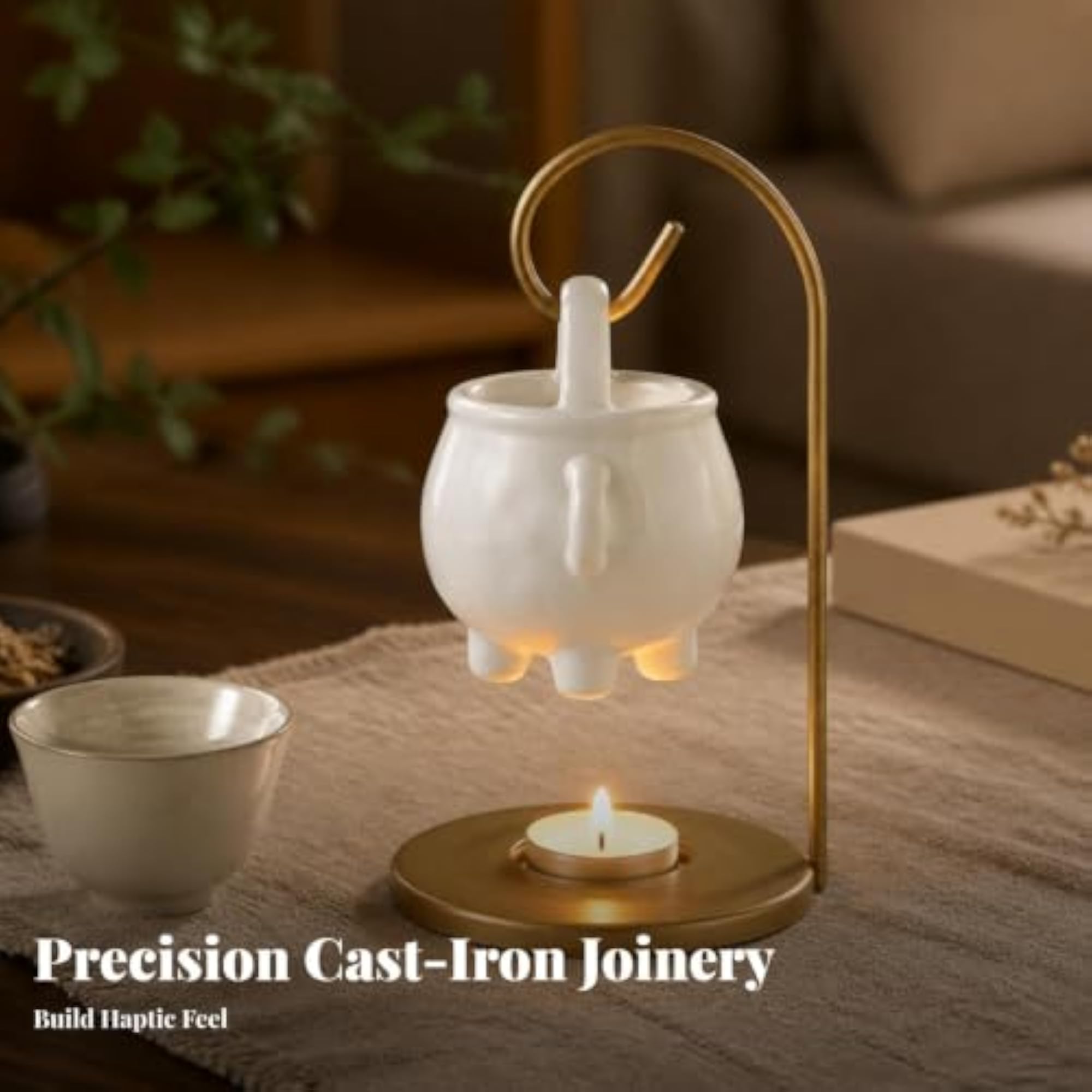 Hanging Ceramic Oil Burner with Cast-Iron Stand