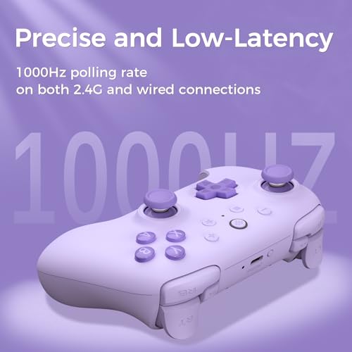 Image of AKNES 8Bitdo Ultimate 2C Wireless 2.4G Controller for Windows PC and Android, Gamepad with Hall Effect Joysticks and Hall Triggers, 1000Hz Polling Rate, Remappable L4 /R4 Bumpers - Purple | Gamepad with Hall Effect Joysticks and Hall Triggers, 1000Hz Polling Rate, Remappable L4 /R4 Bumpers - Purple