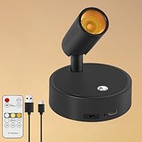 Dehobo USB Aufladbar Akku Spotlight mit Fernbedienung - Wandspots 3 Farbtemperaturen Dimmbar - 350° Drehbare Wandlampe Bilderleuchte Kabellos mit Timing Funktion für Schlafzimmer, Studie, Büro, 1 Pack