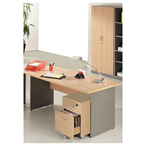 SIMMOB Pack Bureau + Caisson + Armoire Hêtre Alu